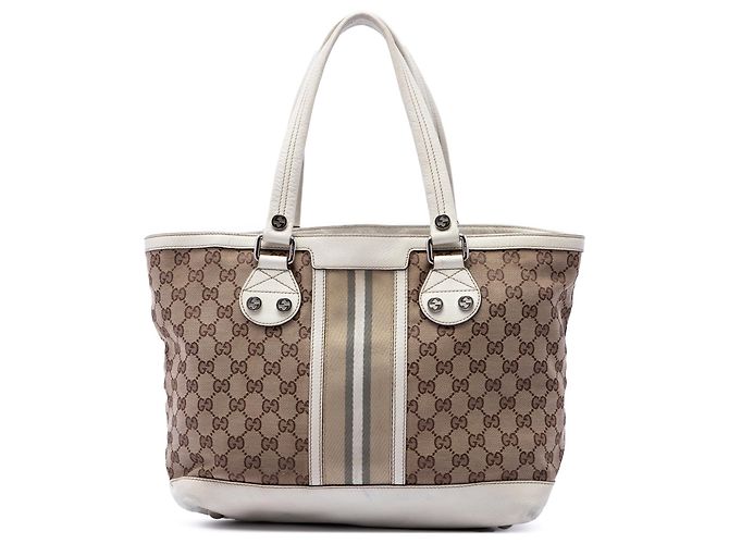 Sacola Gucci Beige Small GG Canvas Web Libeccio Sunset Bege