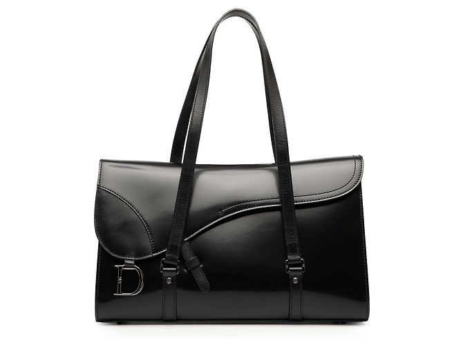 Autre Marque Borsa Saddle Dior con patta in vernice nera Nero