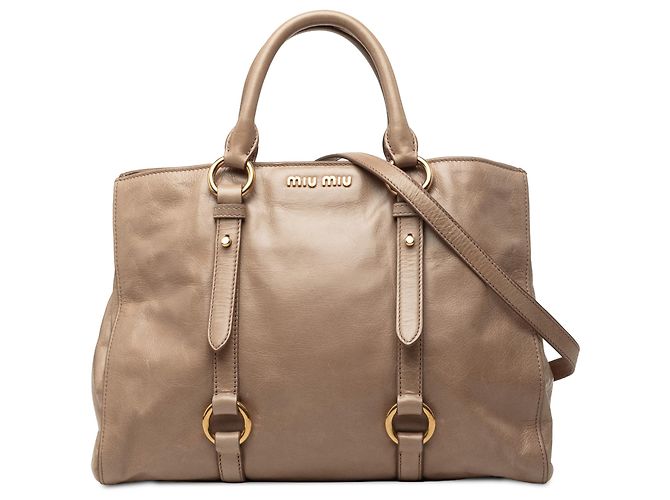 Bolsa Satchel Miu Miu Bege Vitello Shine
