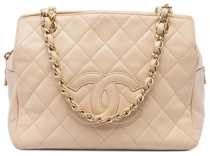 Chanel Brown Petite Caviar Timeless Tote Marrom Bege