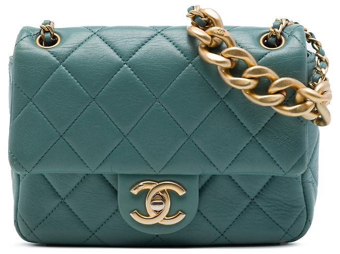 Chanel Mini CC Quilted Calfskin Multi Chain Single Flap Verde