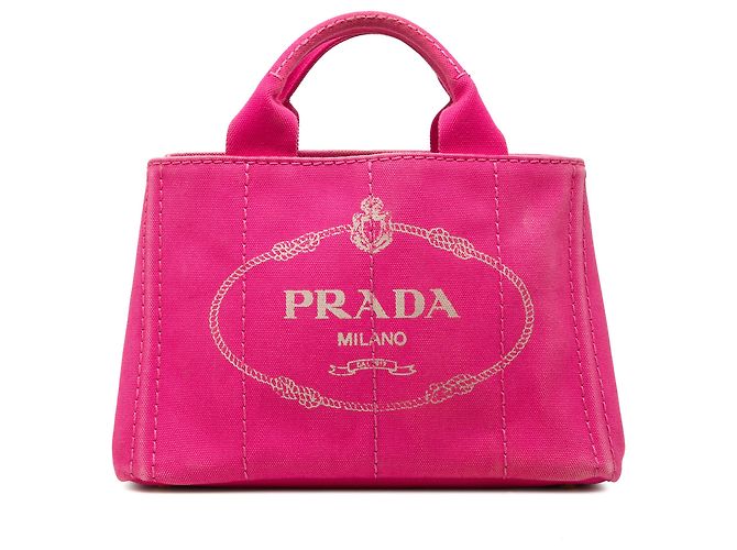 Tote Sac cabas Prada Small Canvas Canapa Logo Rose