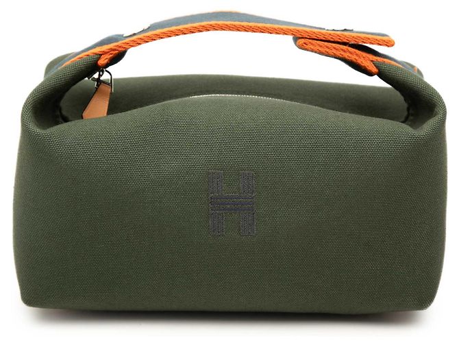 Étui Hermès Green Small Toile Bride A Brac Vert Vert foncé