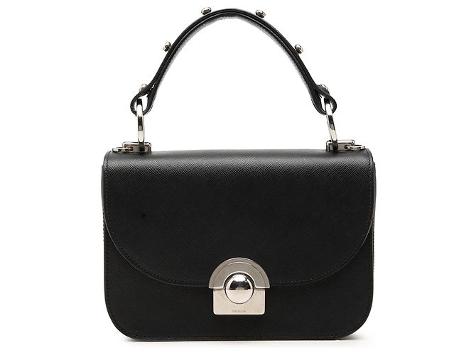 Bolsa Satchel Prada Black Saffiano Lux Arcade Preto
