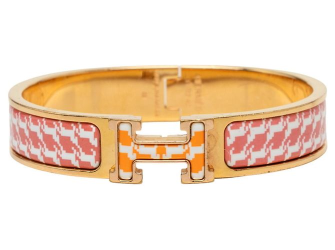 Hermès Pulsera Hermes Click H PM Cheval Pixel Charm Rosa Dorado Naranja