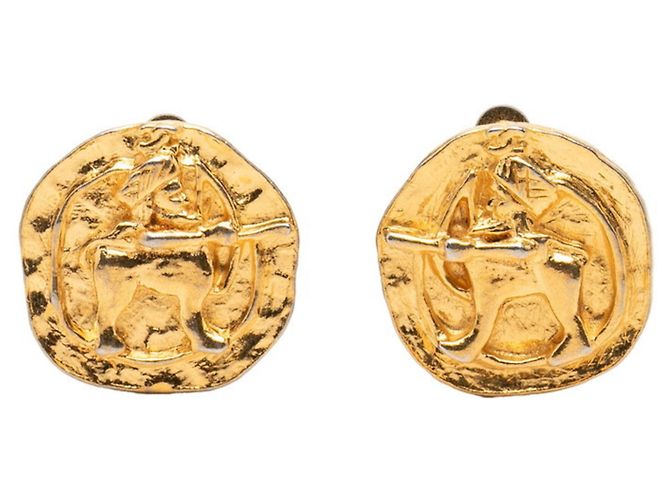 Orecchini a clip Chanel Coco Mark Archer placcati oro D'oro