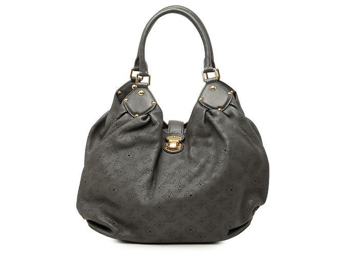 Louis Vuitton Monogram Mahina L Handbag Brown Dark grey