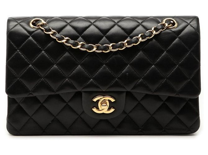 Timeless Bolsa de Ombro Chanel Coco Mark Double Flap Matelassé Preto