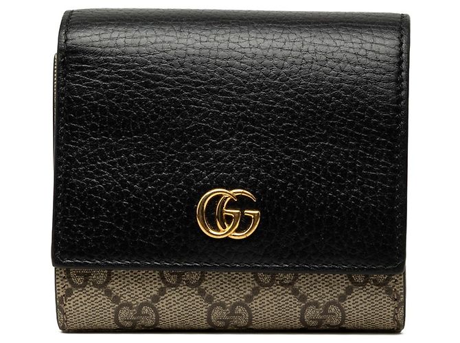 Gucci GG Supreme Double G Medium Wallet Black Beige
