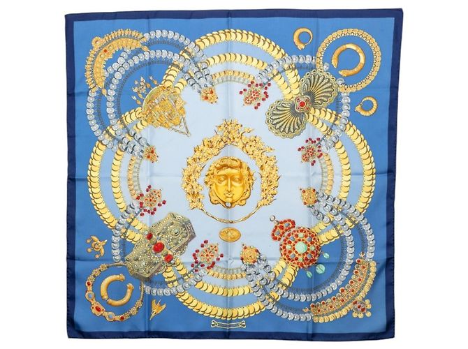 Hermès Hermes Carre 90 Kosmima Space Scarf Blu Multicolore