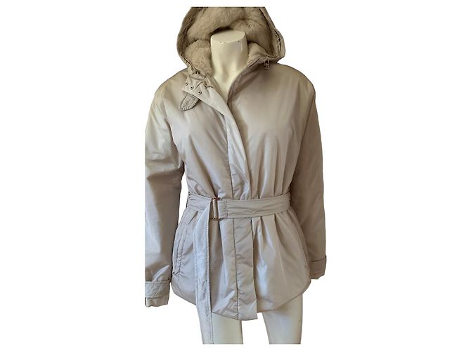 Autre Marque Casaco 'S Max Mara The Cube Bege em Nylon com Cinto