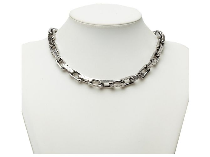 Louis Vuitton Monogram Collier Chain Necklace Silvery