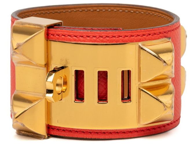 Hermès Hermes Collier de Chien Disco Faubourg Armband mit Anhängern Rot Orange