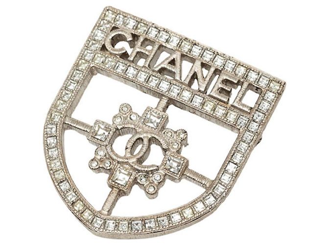 Chanel Logo Brosche in Silber