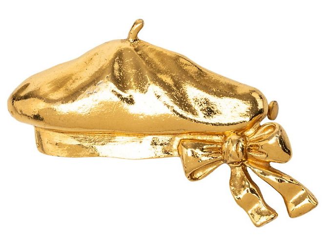 Chanel Brosche mit Baskenmütze-Motiv vergoldet Golden