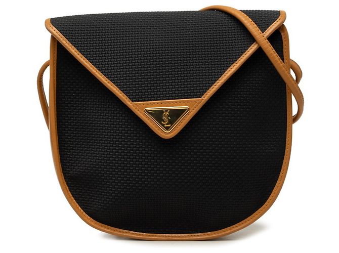 Autre Marque Bolsa de ombro Saint Laurent Cassandra com logótipo triangular Preto Bege