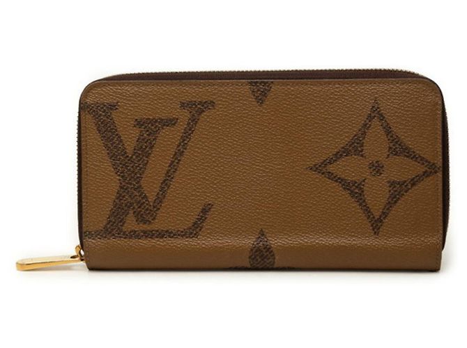 Louis Vuitton Monogram Giant Reverse Zippy Wallet Brown