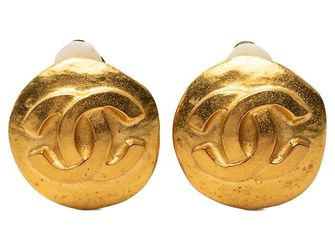 Orecchini rotondi vintage Chanel Coco Mark D'oro
