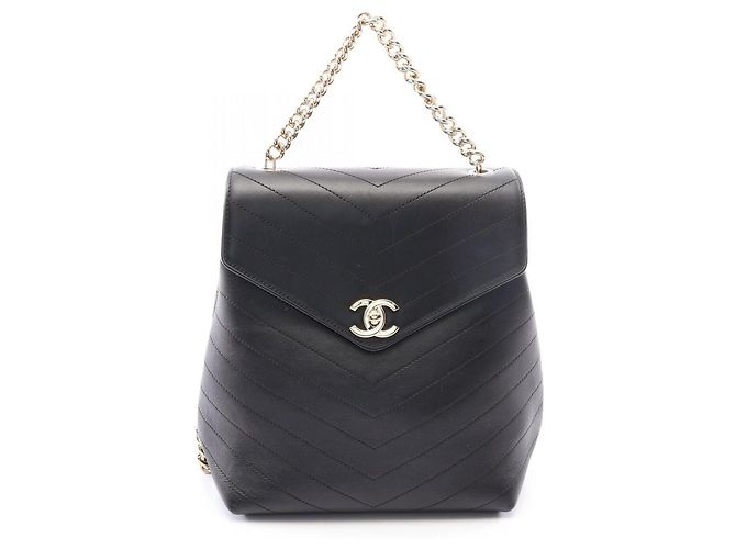 Chanel V-Stitch Leder-Rucksack Schwarz