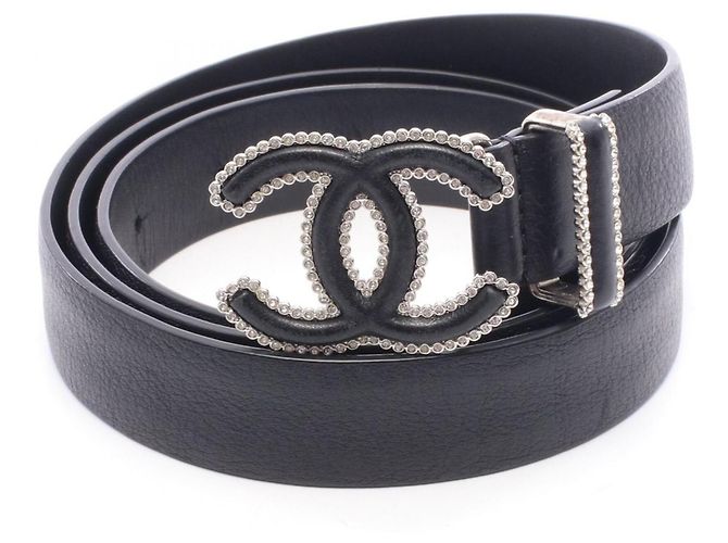 Timeless Chanel Coco Mark Gürtel mit Strasssteinen Schwarz