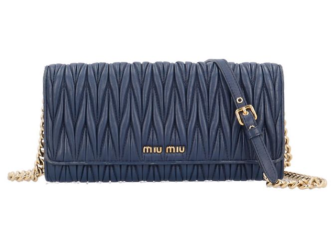 Borsa a spalla Miu Miu Matelassé Blu navy