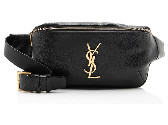 Autre Marque Bolsa de cintura clássica Saint Laurent em couro de bezerro Monogram Cassandre Preto