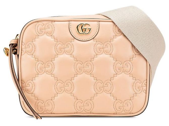 Borsa a tracolla piccola Gucci GG Matelassé Marrone Beige