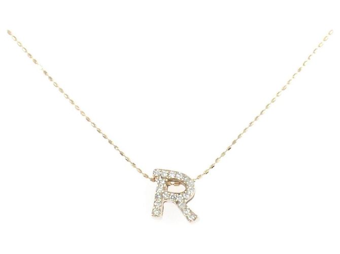 Autre Marque Collar Au750 Initial R Diamond Rosa