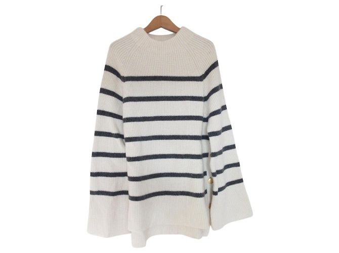 Autre Marque Pull en maille Noble Border Blanc