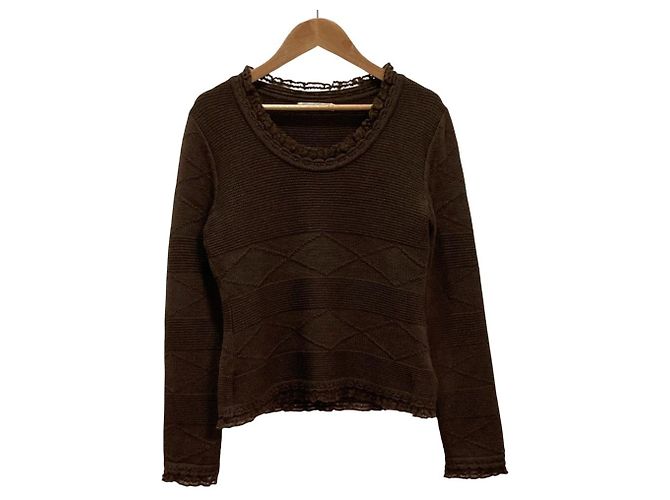 Autre Marque Rene Spitzenstrickpullover Braun