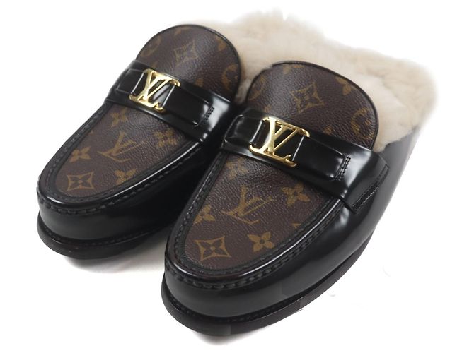 Mules en cuir Monogram LV Logo Louis Vuitton Marron