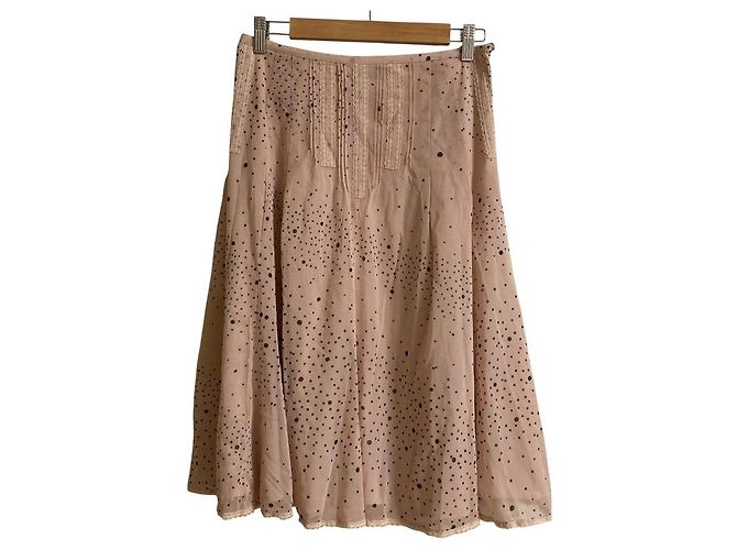 Autre Marque Saia midi evasê Ingeborg em renda de bolinhas Rosa