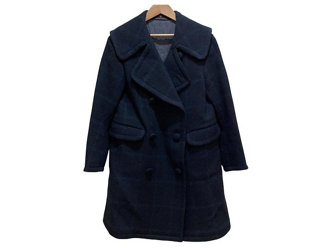Autre Marque 45R FOX BROTHERS Wool Coat Blue Navy blue
