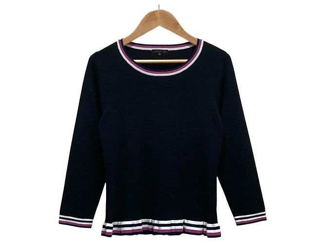 Autre Marque TO BE CHIC Pullover de malha de manga comprida Azul Azul marinho