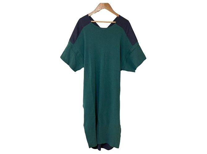 Autre Marque CAST : Strick-Combo-Kleid mit Rückendetail Grün Marineblau