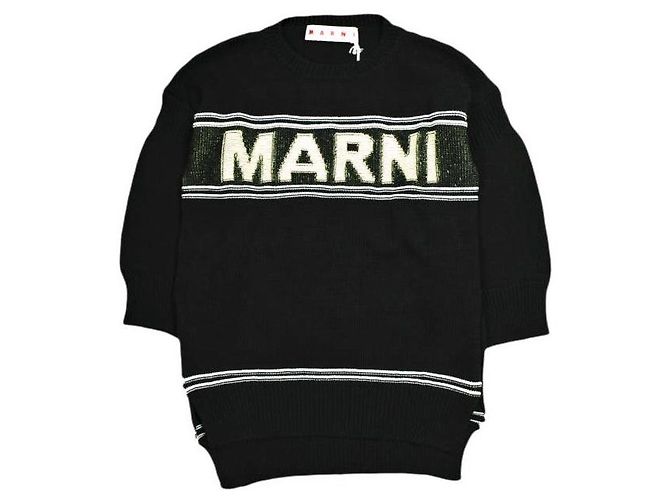 Jersey de algodón de punto Intarsia Maxi Logo Marni Negro