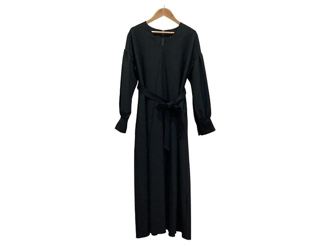Autre Marque Lautreamont langes Kleid mit V-Ausschnitt Schwarz