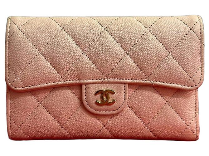 Chanel Matelasse Leather Bifold Wallet Pink