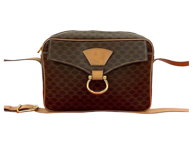 Céline Sac à épaule Celine Macadam en cuir Marron