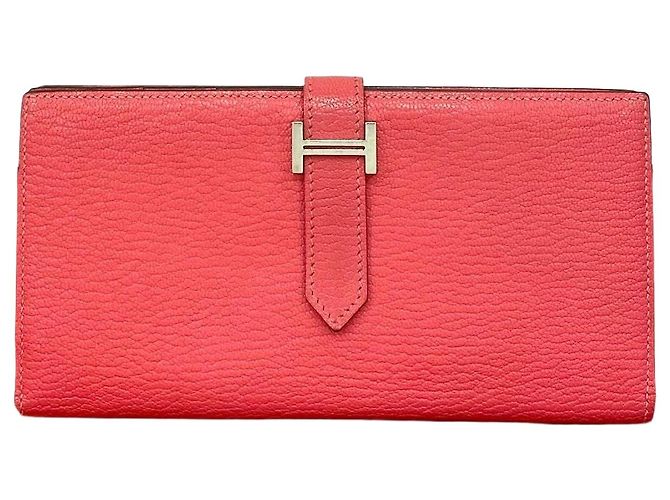 Carteira Longa Hermès Béarn Soufflet Chevre Rosa