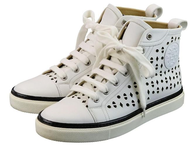 Hermès Hermes Jimmy Cutwork Leather High Top Sneakers 36 Weiß