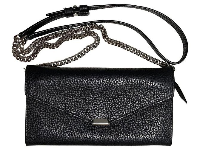 Autre Marque All Saints Captain Chain Leather Wallet Black