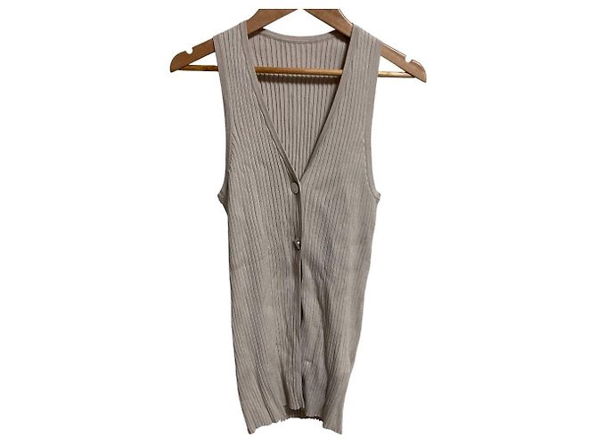 Autre Marque Gilet in maglia a coste Diagram Beige