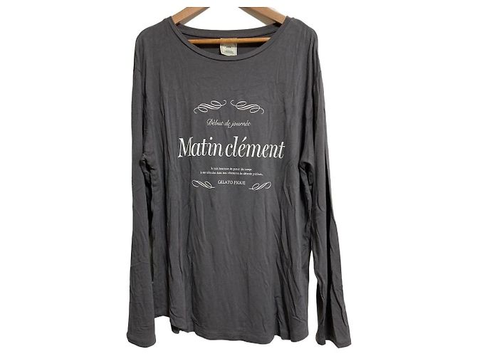 Autre Marque Gelato Pique French Rayon Logo Pullover Marrone Grigio antracite