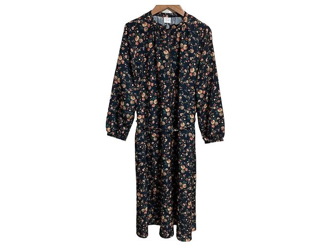 Autre Marque bulle de savon Langes Kleid mit Blumenprint Schwarz