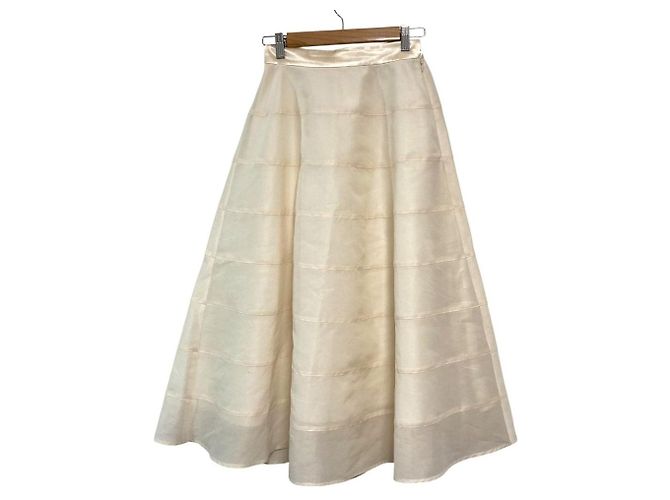 Autre Marque Jupe longue circulaire transparente La boutique BonBon Blanc Blanc cassé