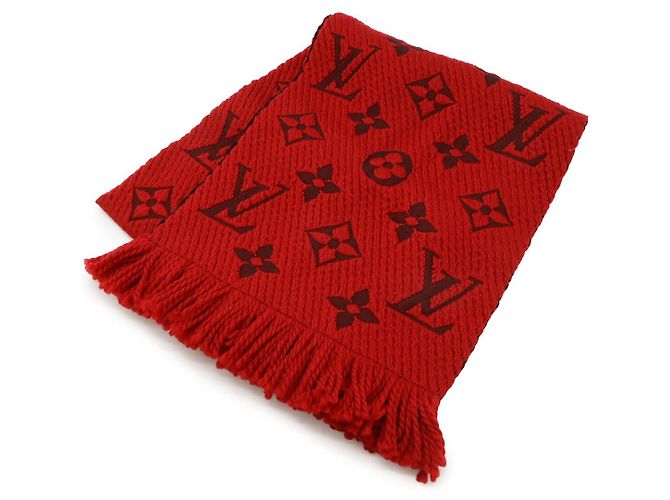 Louis Vuitton Echarpe Logomania Wool Silk Scarf Rosso
