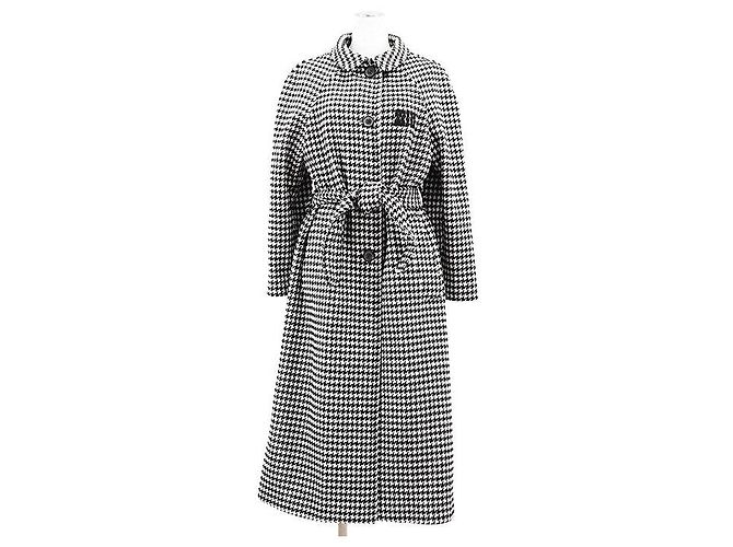 Miu Miu Houndstooth Virgin Wool Coat Black