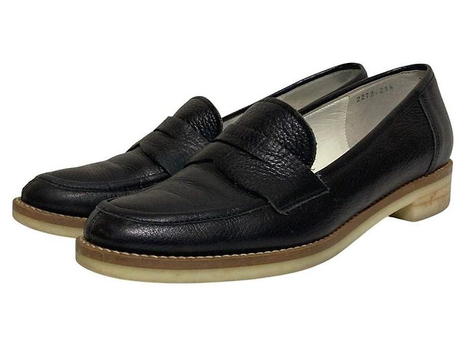Mocassins de couro LANVIN en Bleu Preto