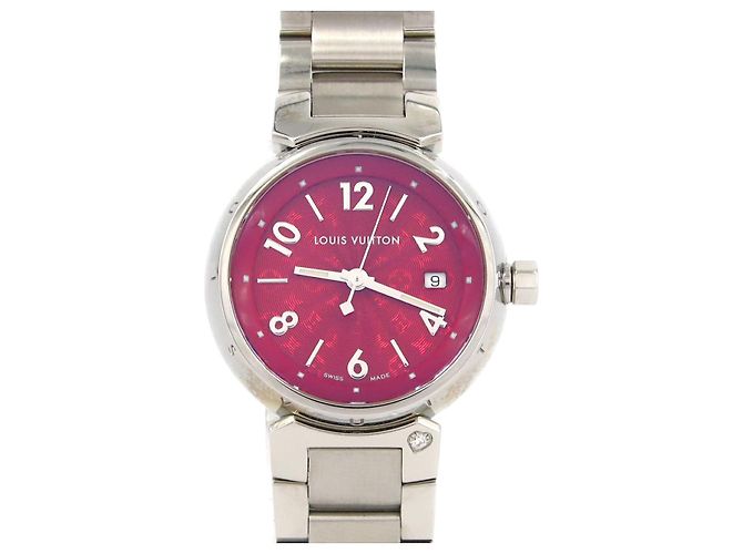 Reloj Louis Vuitton Tambour de acero inoxidable Roja